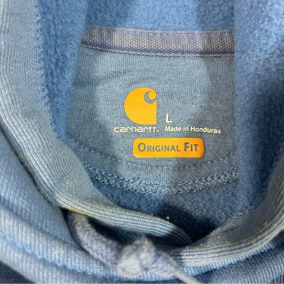 Carhartt Sweatshirt Mens Large Original Fit Hoodie Pocket Workwear School Blue - Picture 2 of 10